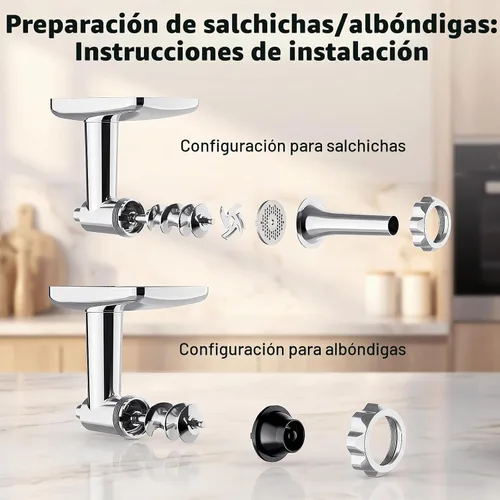 Vista 11 de COFUN Picadora de carne de acero inoxidable para mezclador KitchenAid Metal