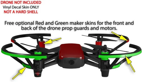 Vista 3 de Skin Decal Wrap 2 Pack para DJI Ryze Tello Drone Solids Collection rojo oscuro dron no incluido