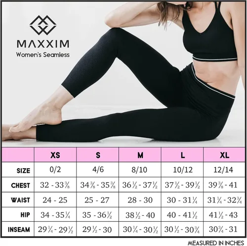 Vista 5 de MAXXIM Leggings de entrenamiento acanalados para mujer, sin costuras, de cintura alta, para gimnasio, entrenamiento, yoga, correr, Azul