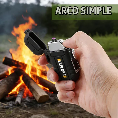 Vista 5 de LcFun Encendedor eléctrico USB C recargable de plasma resistente al viento, encendedores de arco sin llama, fósforos a prueba de agua para camping