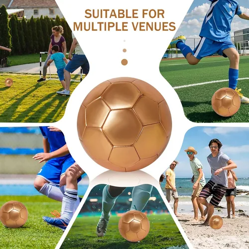 Vista 5 de Balón de fútbol dorado con purpurina con bomba y aguja, kit de pelota de fútbol para regreso a la escuela, regalos de cumpleaños, pelota