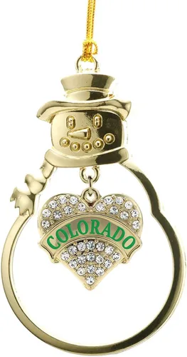 Vista 111 de Inspired Silver - Twin #1 - Adorno de Navidad dorado - Adorno de árbol de Navidad con dije de corazón con circonita cúbica - Decoración colgante