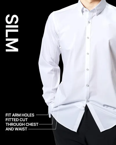 Vista 5 de Riniko Kim Camisa de manga larga Oxford de corte entallado para hombre, 100% algodón