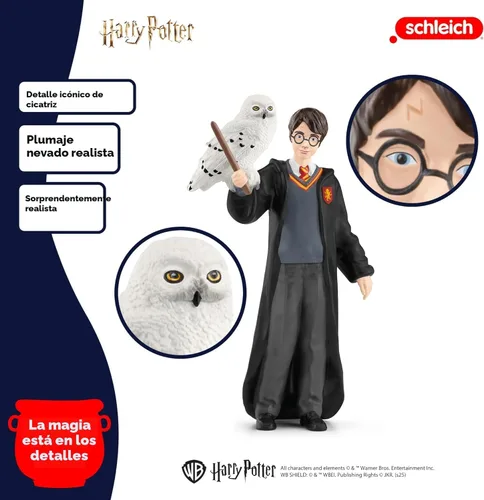 Vista 2 de Schleich Harry Potter - Juego de 2 piezas de Harry Potter con juguete de búho de nieve, figuras coleccionables del mundo mágico para niños y adultos