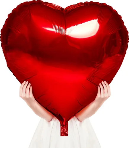 Vista 7 de kortes Globos de corazón rojo, 50 piezas de papel de aluminio de 10 pulgadas, kit de decoración del día de San Valentín, departamento de mujeres