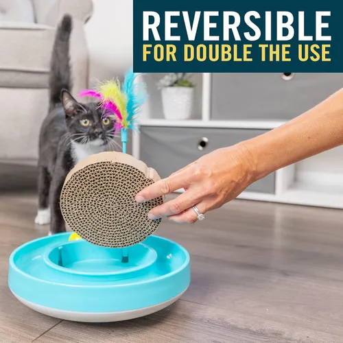 Vista 2 de OurPets Wobble Scratch Track - Rascador de cartón de repuesto para gatos, paquete de 3, repuesto de rascador redondo para gatos