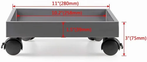 Vista 3 de Skelang Plataforma cuadrada con ruedas para plantas, bandejas de plástico ABS, resistente, capacidad de carga de 110 libras