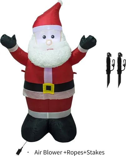 Vista 5 de AJY - Papá Noel inflable de 4 pies con luces LED para interior y exterior, decoración navideña linda y divertida para fiestas, exhibición de fiesta