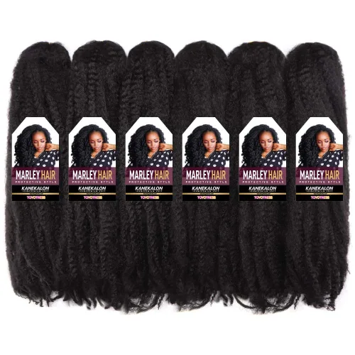 Vista 17 de ToyoTress Bob Marley Twist Hair - 8 Pulgadas Paquete de 6 Cabello Marley Negro Corto Para Locs Falsos, Extensiones de Cabello Rizado Afro Kinky