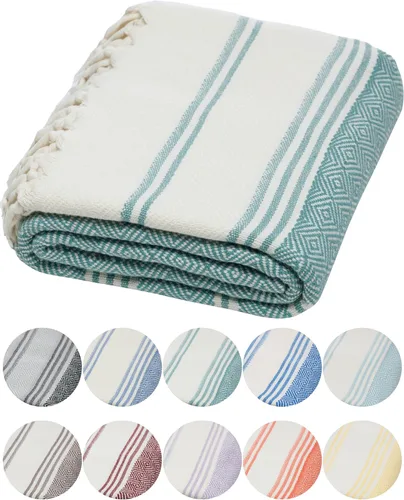 Vista 32 de DEMMEX Organic Diamond - Toalla turca de baño y playa 100% algodón turco certificado Oeko-TEX, ultra suave, de secado rápido, ligera, compacta