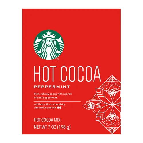 Vista 5 de Starbucks Mezcla de cacao caliente para un rico sabor a chocolate y bebidas acogedoras, cacao caliente de menta con sabor fresco a menta, lata de 7
