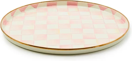 Vista 9 de MACKENZIE-CHILDS - Bandeja redonda esmaltada, color marrón rosa salvaje Rosa salvaje marrón
