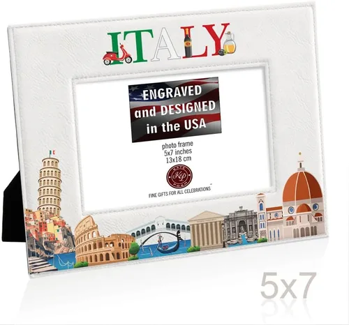 Vista 5 de KATE POSH Marco de fotos Italia, vacaciones familiares en Italia, regalo de boda, regalo de luna de miel (5 x 7 - horizontal)