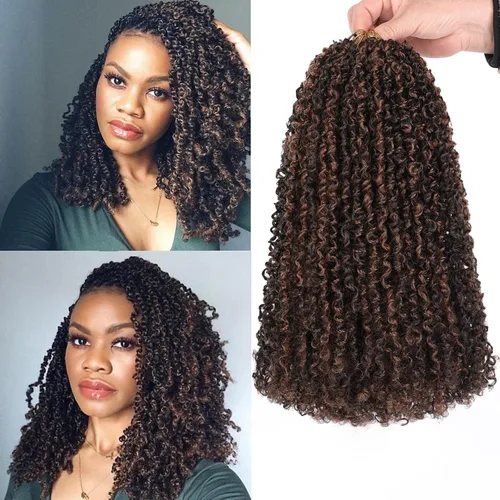 Vista 10 de Unionbeauty - Paquete de 8 trenzas de ganchillo Yanky Twist de 6 pulgadas, 8 paquetes, color negro natural, micro Passion Twist, extensiones