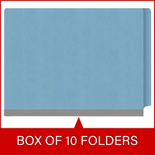 Vista 9 de Carpetas de color con pestaña final resistente, tamaño carta de 18 puntos, expansión de 2 pulgadas, 2 divisores, azul (caja de 10)