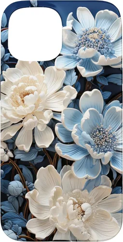 Vista 6 de iPhone 16 Chinoiserie Floral Toile Blue and White Case