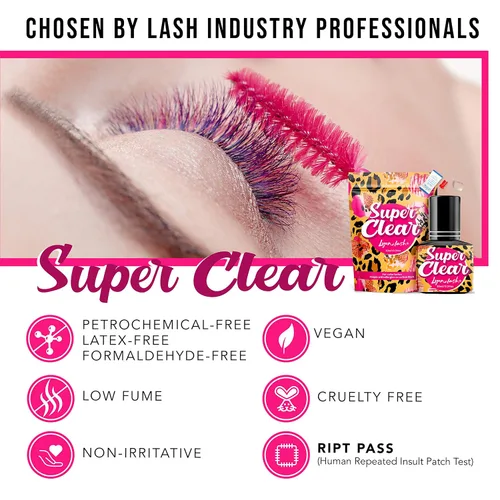 Vista 5 de Lyon Lash Super Clear - Pegamento de extensión de pestañas de 0.2 fl oz 1 a 2 sec tiempo de secado 6 a 8 semanas Suministros adhesivos negros