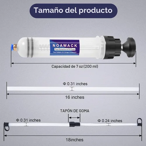 Vista 2 de Bomba Extractor de Líquido, Extractor Manual de Aceite para Autos, ATVs y Cortadoras de Césped - Bomba de Transferencia de Aceite con Mangueras