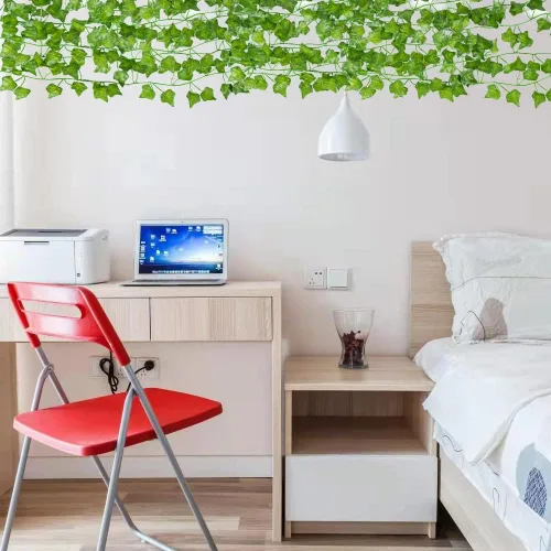 Vista 4 de Paquete de 12 guirnaldas de hiedra artificial de 86 pies, hojas de hiedra falsas, guirnaldas verdes colgantes para decoración estética