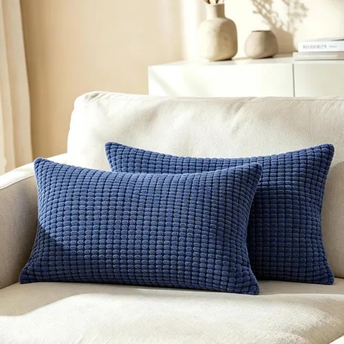 Vista 45 de CaliTime Fundas de Almohada Decorativas Paquete de 2 Cómodas de Pana Acanalada a Rayas Waffle Fundas de Cojines Decorativos para Sofá Cama