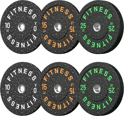 Vista 35 de HANDBODE 2-Inch High-Bounce Bumper Plates, Olympic Weight Set, 10-650 lb