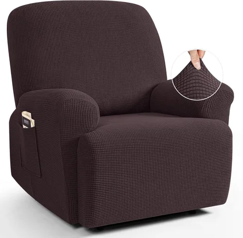 Vista 20 de TAOCOCO Funda reclinable de 4 piezas, funda elástica para sofá reclinable de 4 piezas, funda reclinable con 1 asiento, protector de sofá suave