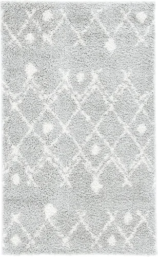 Vista 17 de SAFAVIEH Berber Shag Collection - Tapete para pasillo, 2 pies 2 pulgadas x 9 pies, color crema y azul marino, diseño marroquí, no desprende pelusa