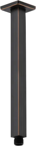 Vista 24 de Brazo de ducha de oro cepillado con brida de 6 pulgadas de acero inoxidable recto superior de lluvia cabezal de ducha de extensión de tubo cuadrado