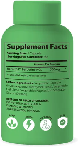 Vista 7 de Advanced Bionetix Suplemento de berberina micronizada de biodisponibilidad avanzada de 1500 mg All Natural w/BerbeTal™ Support. 90 cápsulas totales