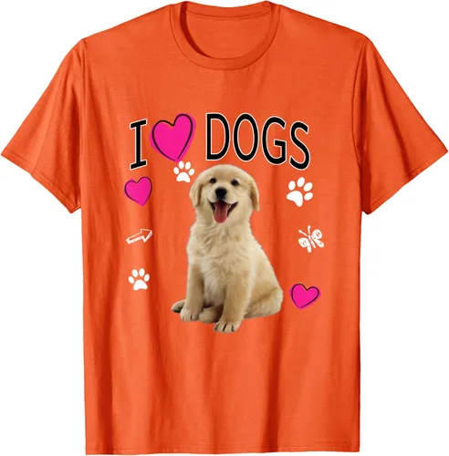 Vista 95 de Camiseta I Love Dogs - Camiseta Golden Labrador retriever, Azul Negro