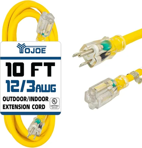 Vista 56 de YOJOE Extensión de cable para interiores y exteriores con extremo iluminado, cable resistente de 3 puntas 15A a prueba de inclemencias del tiempo