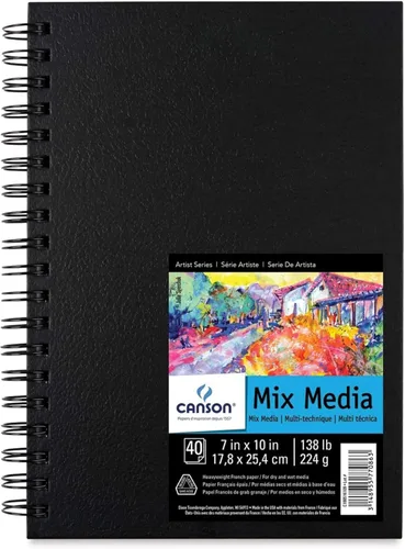 Vista 7 de Canson Artist Series - Papel mixto con encuadernación de alambre, 5.5 x 8.5 pulgadas, 40 hojas (138 libras/7.90 oz), papel de artista para adultos