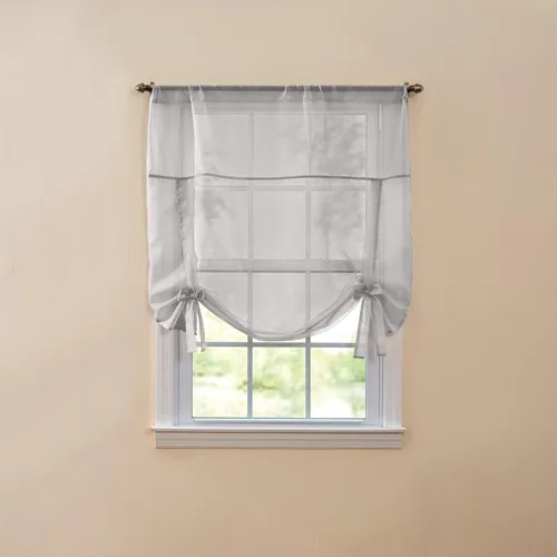 Vista 14 de BrylaneHome BH Studio - Persiana de gasa transparente con amarre, 32 pulgadas de ancho y 44 pulgadas de largo, hojas de otoño