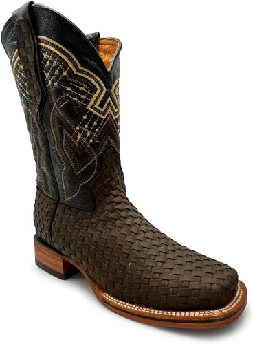 Vista 6 de The Western Shops Botas vaqueras con punta cuadrada para hombre Negro
