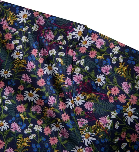 Vista 4 de TUNEVUSE - Camisas de vestir de manga larga para hombre, estampado de diseño floral, estilo casual, con botones, 100% algodón