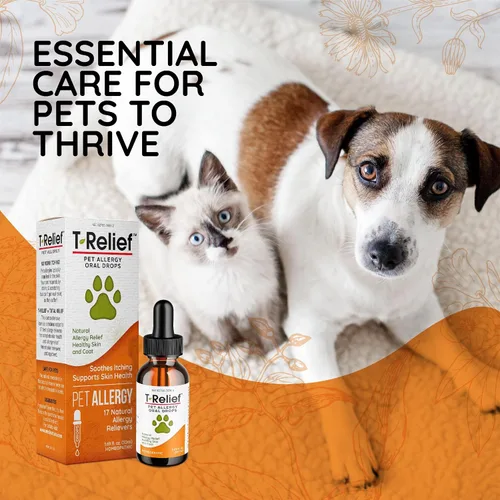 Vista 7 de T-Relief - Gotas de apoyo para alergias de mascotas para perros y gatos, alivio de la picazón, apoya la piel y el pelaje saludables, la medicina