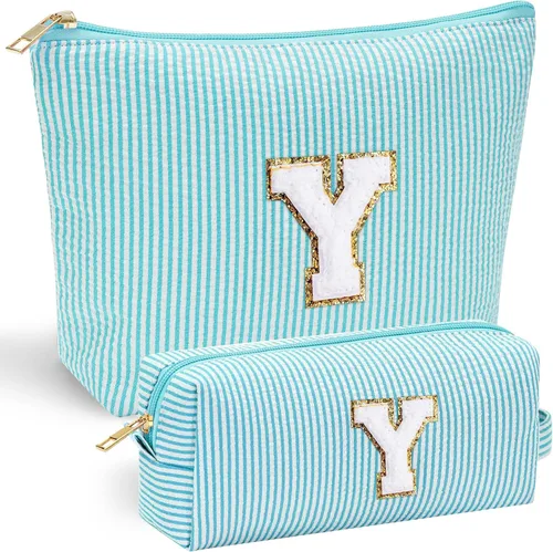 Vista 176 de YOOLIFE Regalos del Día de la Madre para Mujeres, Bolsa de Maquillaje con Iniciales, Bolsa de Maquillaje para Viaje, Bolsa de Maquillaje Negro