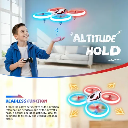 Vista 7 de Dron para niños y adultos, 3 baterías de tiempo de vuelo de 24 minutos, cuadricóptero RC anticolisión con luz LED, retención de altitud, regalos