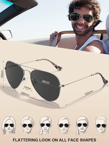 Vista 4 de CARFIA Classic Ultra-Lightweight Polarized Sunglasses for Women Men UV Protection Retro Cool Pilot Driving Sun Glasses