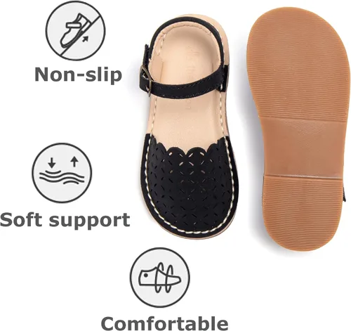 Vista 101 de THEE BRON Sandalias cómodas para niñas, zapatos para niños, sandalias rellenas