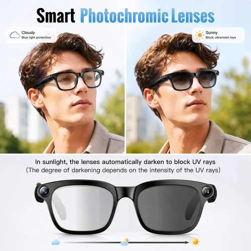 Vista 5 de Gafas inteligentes AI de 32 GB, video EIS y foto de 8 MP, lentes