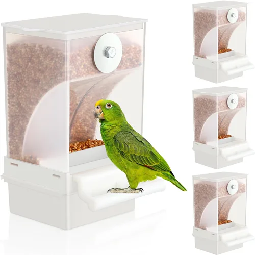 Vista 13 de Yaomiao 4 unidades de comederos para pájaros pequeños sin ensuciar, dispensador automático de agua para periquitos, alimentador de codornices