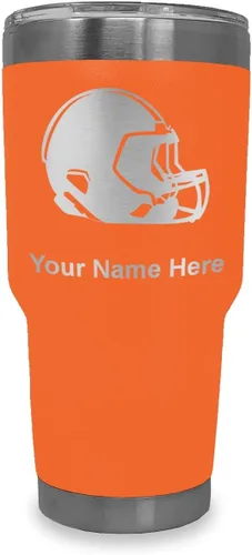 Vista 9 de LaserGram Vaso aislado al vacío de 20 onzas, casco de fútbol, grabado personalizado incluido (morado claro)