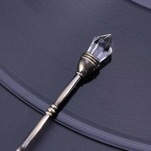 Vista 4 de Kichvoe Cuchara de café retro estilo corte europeo de 4.13 pulgadas, mini cuchara agitadora con cabeza de diamante incrustada para postre de café