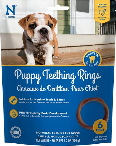 Vista 20 de N-Bone Anillos de dentición para cachorros, sabor a mantequilla de maní, masticables naturales para la dentición y golosinas para masticar, ayuda a