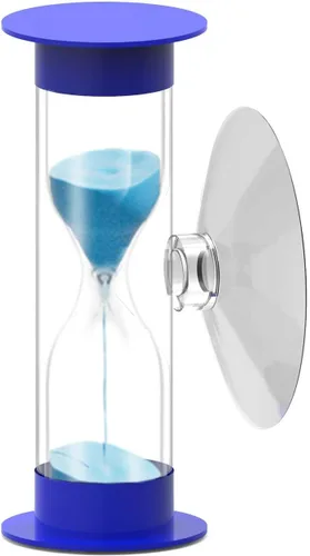 Vista 12 de Temporizador de arena de 1 minuto, reloj de arena de plástico de 1 minuto, reloj de arena pequeño de un minuto, temporizador de cristal de arena Azul
