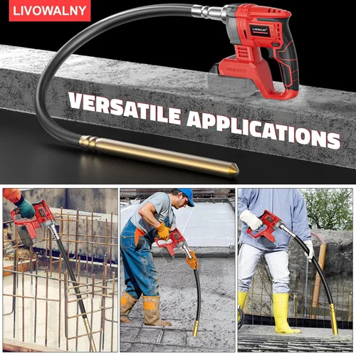 Vista 7 de LIVOWALNY Herramienta vibradora de hormigón de mano compatible con batería Milwaukee de 18 V (sin batería), vibrador eléctrico inalámbrico