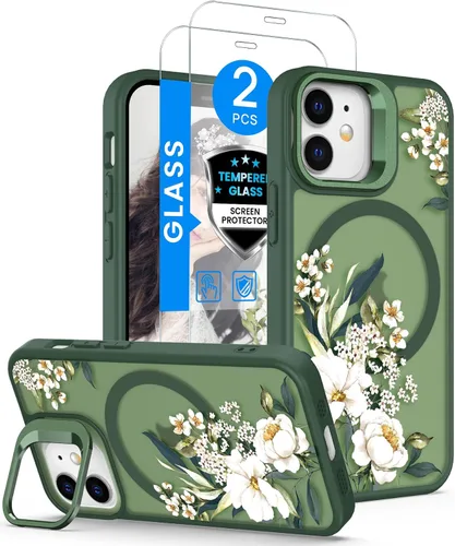 Vista 18 de Dretal para Funda iPhone 12, Funda iPhone 12 Pro Floral, con Protector de Pantalla, Soporte para Cámara, Protección de Grado Militar, Funda