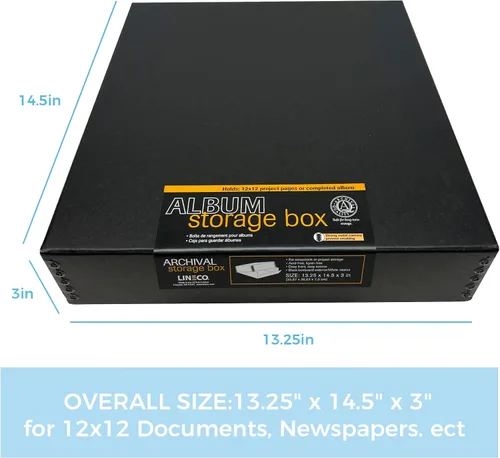 Vista 2 de Lineco Caja de almacenamiento de álbumes de recortes de archivo de 12 x 12