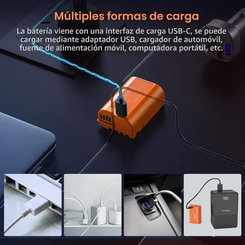 Vista 6 de SMALLRIG DMW-BLK22 USB-C Batería para Panasonic, 2520mAh 2.5H Carga Rápida Naranja